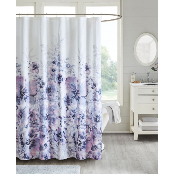  Floral Printed Cotton Shower Curtain, 72