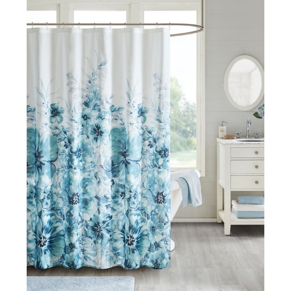  Floral Printed Cotton Shower Curtain, 72