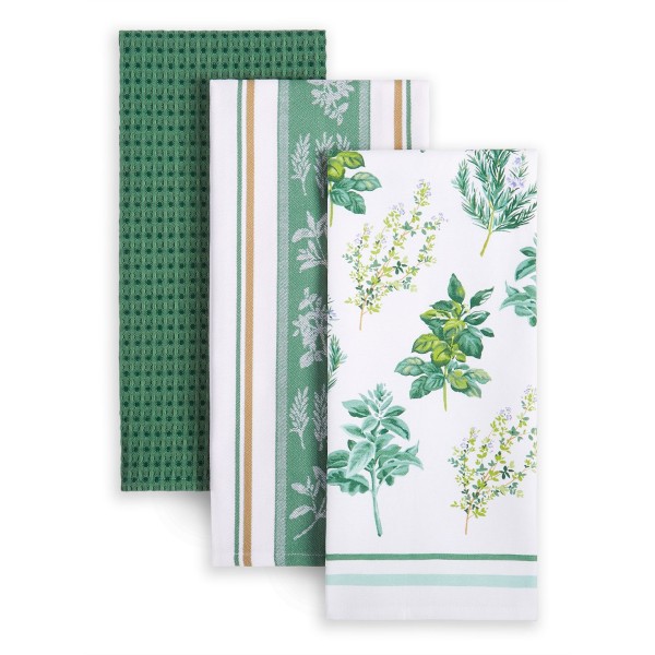 Herbs Lint-Free Kitchen Towel 3-Pack Set, 18