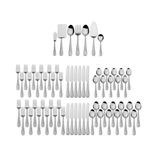 18/0 Stainless Steel 67-Pc. Frost Flatware & Hostess Set