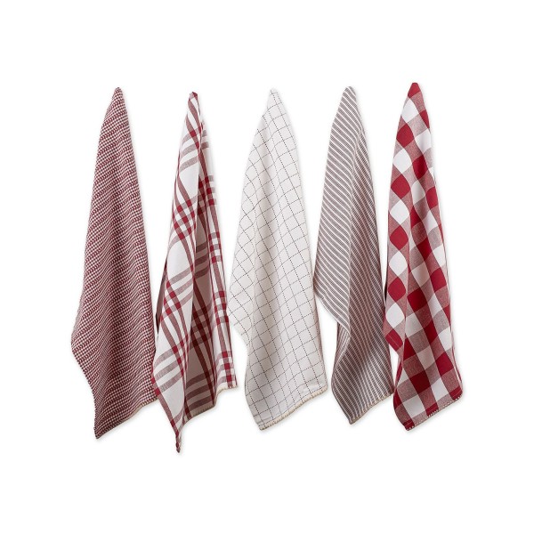 Design Import Farmhouse Woven Dishtowel, Set of 5