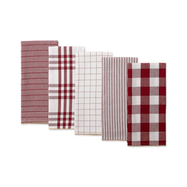 Design Import Farmhouse Woven Dishtowel, Set of 5