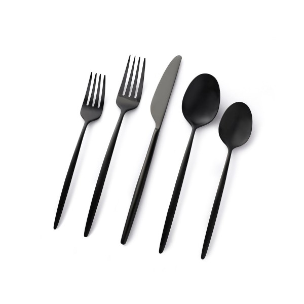  Black Satin 20-Piece Flatware Set, Service for 4