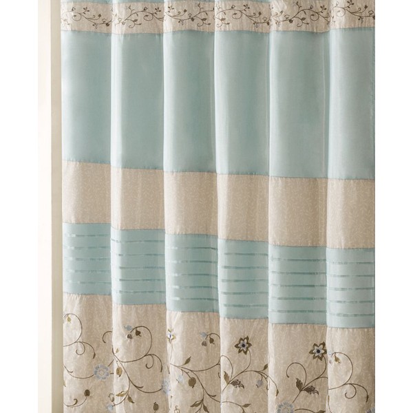 Serene Floral Embroidered Shower Curtain, 72