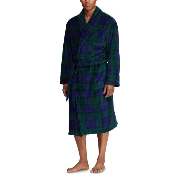 MenMicrofiber Plaid Shawl Collar Robe