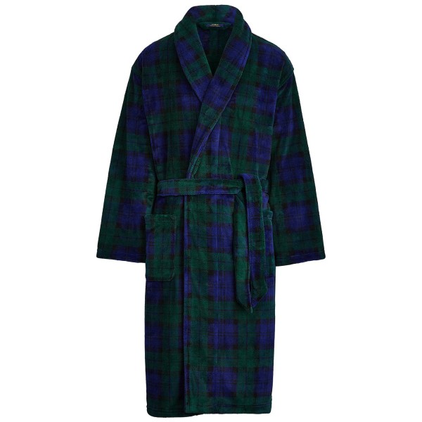 MenMicrofiber Plaid Shawl Collar Robe