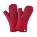 Heat Resistant Thick Cotton Oven Mitts with Non-Slip Silicone Liner