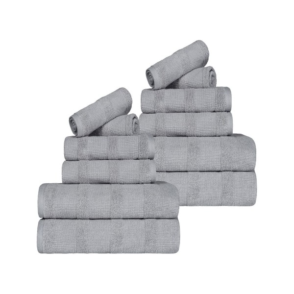 Ribbed Cotton Quick-Dry Solid Assorted Highly Absorbent Towel Collection