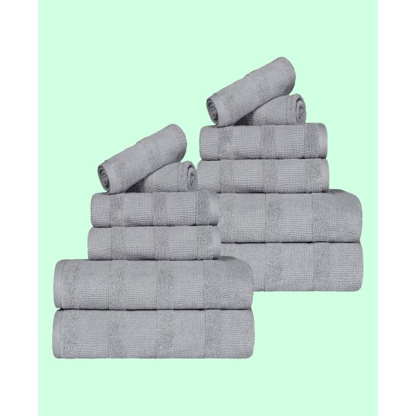 Ribbed Cotton Quick-Dry Solid Assorted Highly Absorbent Towel Collection