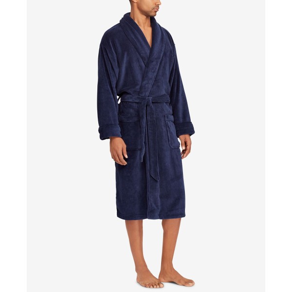 MenMicrofiber Plush Shawl Collar Robe