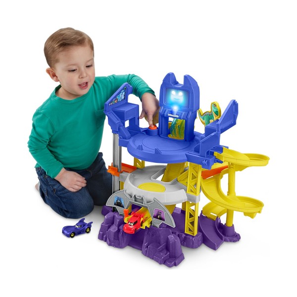 Race Track Playset, Launch and Race Batcave with Lights Sounds and 2 Cars