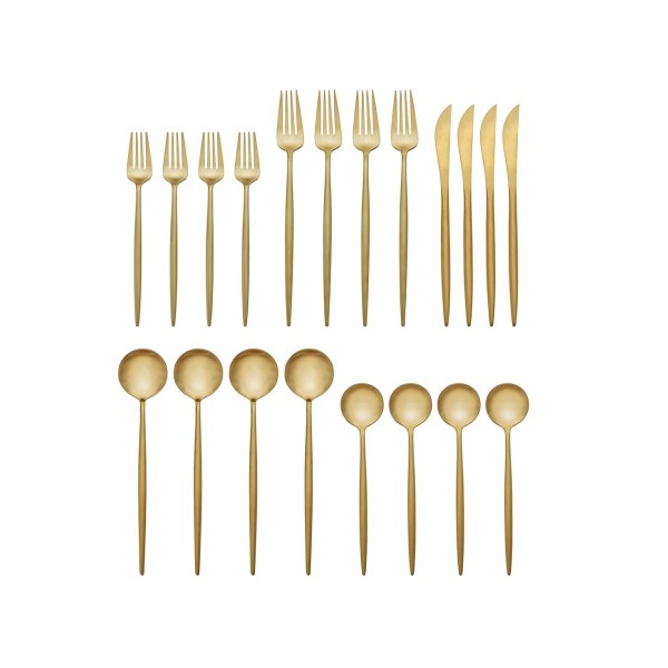  Satin Gold 20-PC Flatware Set, Service for 4