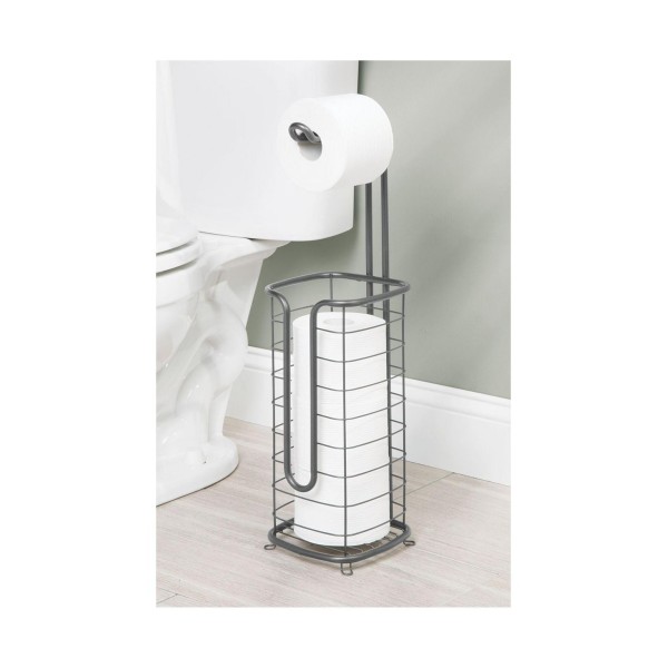 Steel Free Standing Toilet Paper Holder Stand and Dispenser