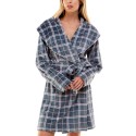 WomenPlaid Shawl-Collar Wrap Robe