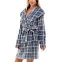 WomenPlaid Shawl-Collar Wrap Robe