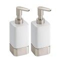 Square Ceramic Bathroom Soap Dispenser - 2 Pack - White/Matte Satin